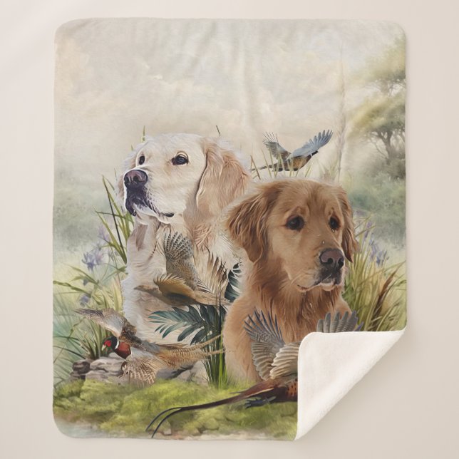 Cobertor Sherpa Labrador Retrievers com Faisão, Arte (Frente)