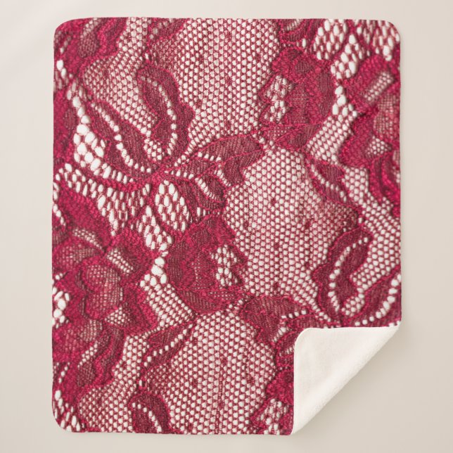 Cobertor Sherpa Lace vermelho: têxtil de gaquard elástica. (Frente)