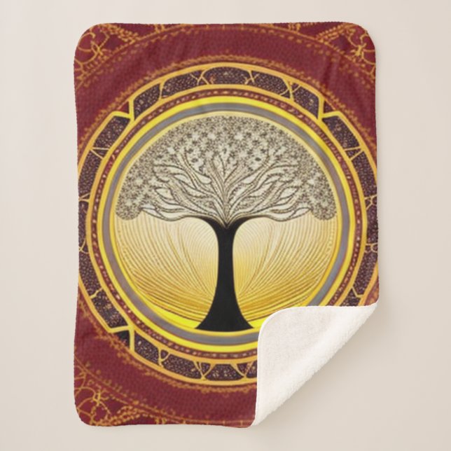 Cobertor Sherpa Lacy Tree of Life (Frente)