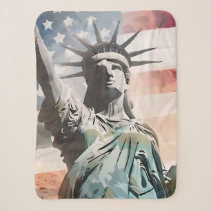 Cobertor Sherpa Lady Liberty e a bandeira americana