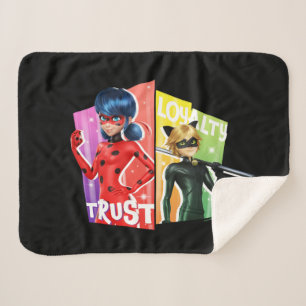 Cobertor Sherpa Ladybug e Cat Noir Confiança e lealdade