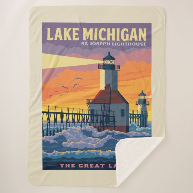 Cobertor Sherpa Lagos excelente | Lago Michigan (Frente)