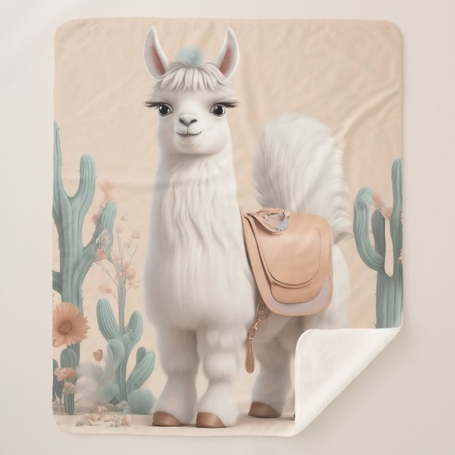 Cobertor Sherpa Lama com sela no deserto (Frente)