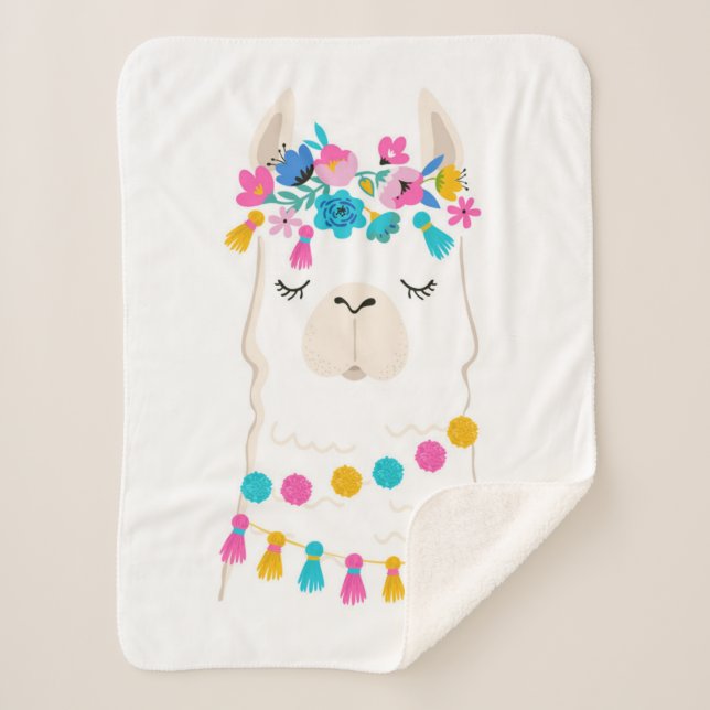 Cobertor Sherpa Lama floral bonito (Frente)