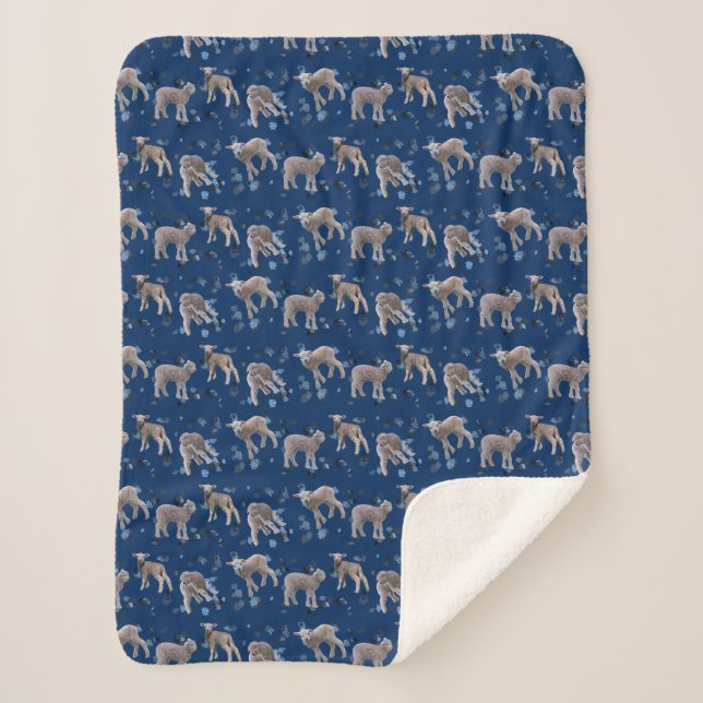 Cobertor Sherpa Lamb Frenzy (Azul Marinho) (Frente)