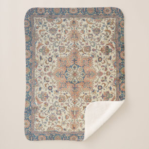 Cobertor Sherpa Laranja Azul De Fumeira fina Pérsia Tabriz