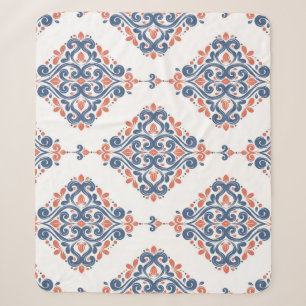 Cobertor Sherpa Laranja Azul Ornamental: Sem costura