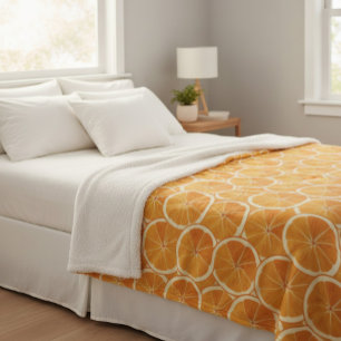 Cobertor Sherpa Laranja Círculos De Citros Jogam Cobertura
