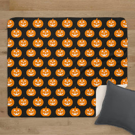 Cobertor Sherpa Laranja Fofo Abóbora Halloween Padrão