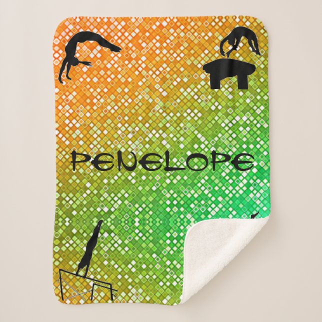 Cobertor Sherpa Laranja, ginástica Verde Acontece Sherpa Blanket (Frente)