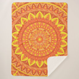 Cobertor Sherpa Laranja Mandala Quente Aconchegante Boho Padrão Vi