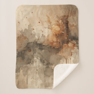 Cobertor Sherpa Laranja Queimado Âmbar Marrom Cinza Preto Abstrato