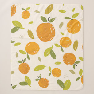 Cobertor Sherpa Laranjas pintadas à mão design de fruta de padr