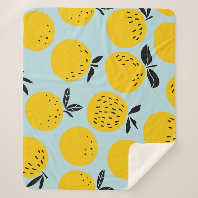 Cobertor Sherpa Laranjas Verão: Padrão Vintage Frutífero (Frente)