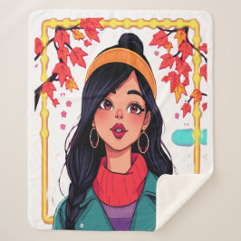 Cobertor Sherpa Large Autumn Girl Sherpa Blanket – Cozy Oversized 