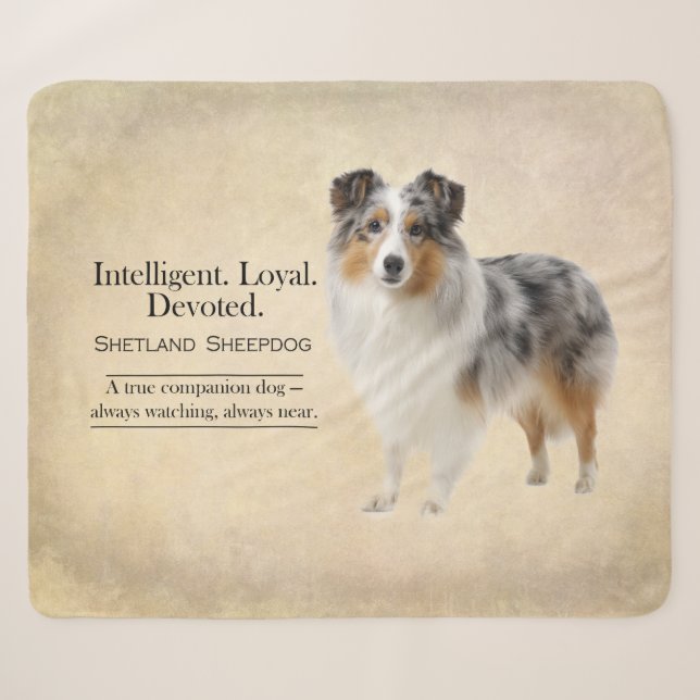 Cobertor Sherpa Lealdade e Devoção Silenciosa do Shetland Sheepdog (Frente (Horizontal))