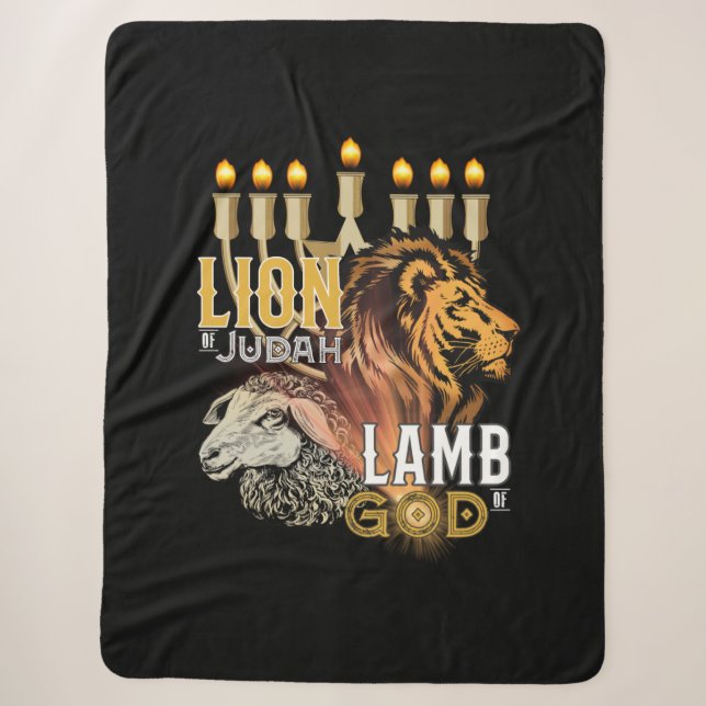 Cobertor Sherpa Leão De Judah Lamb De Deus Sherpa Blanket (Frente)