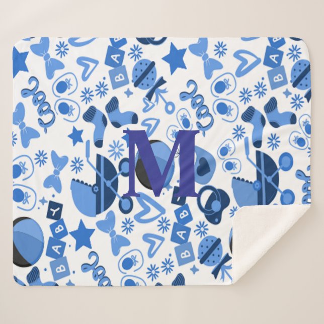 Cobertor Sherpa Legal e bonito Criança Menino Nursery personalizad (Frente (Horizontal))