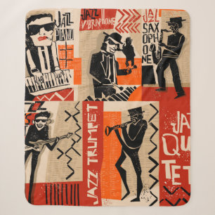Cobertor Sherpa legal safra de poster de jazz com trompete