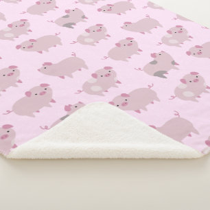 Cobertor Sherpa Leitão cor-de-rosa bonitos teste padrão &