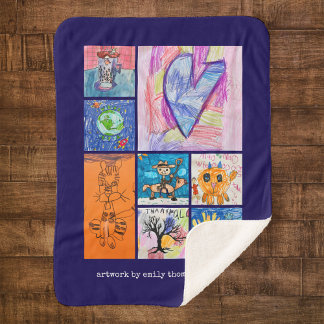 Cobertor Sherpa Lembrança de Arte Infantil Personalizada de 8 Foto