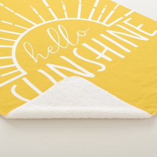 Cobertor Sherpa Lemon Yellow Simple Modern Hello Sunshine