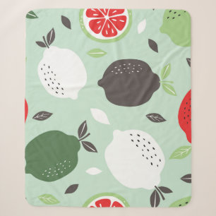 Cobertor Sherpa Lemons Citrus Fruta Vintage Wallpaper