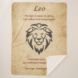 Cobertor Sherpa Leo Zodiac with Bold Self-Love Affirmations