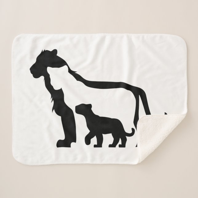 Cobertor Sherpa Leões Pretos e Brancos (Frente (Horizontal))