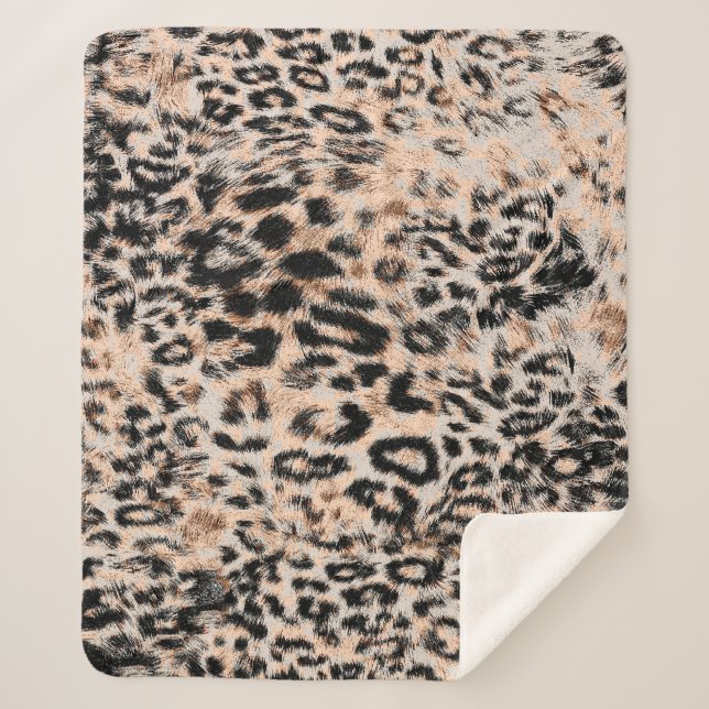 Cobertor Sherpa Leopard texture, leopard animal print pattern (Frente)