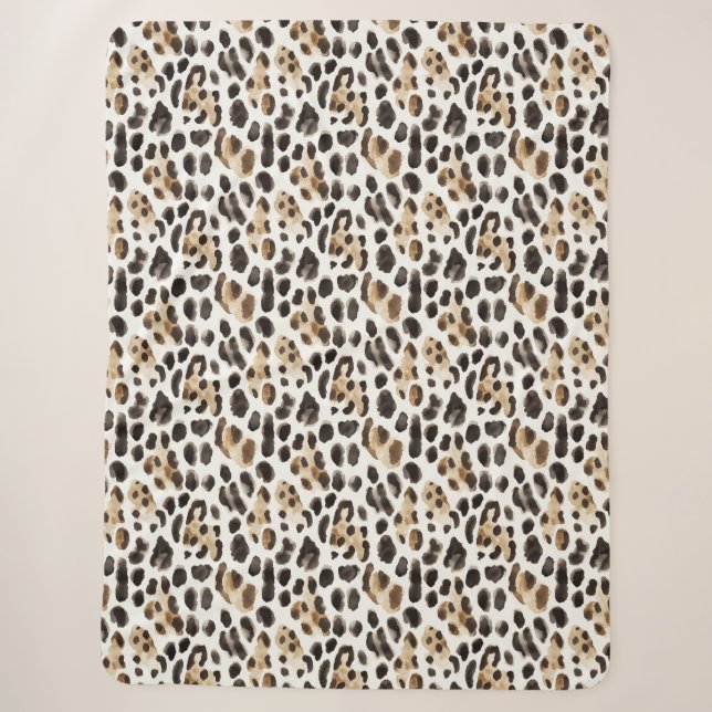 Cobertor Sherpa Leopardo Animal Marrom Preto Creme   (Frente)