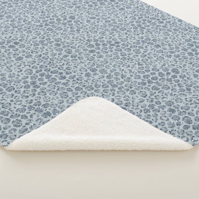Cobertor Sherpa Leopardo Azul de Denim Glitter (3/4)