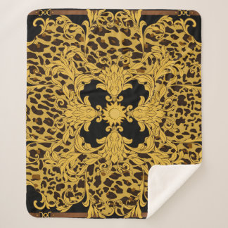 Cobertor Sherpa Leopardo Barroco, Impressão Animal Ornamentado