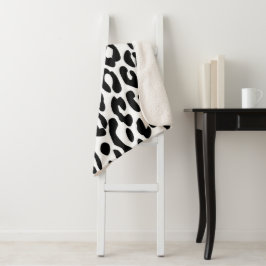 Cobertor Sherpa Leopardo Clássico Preto e Branco