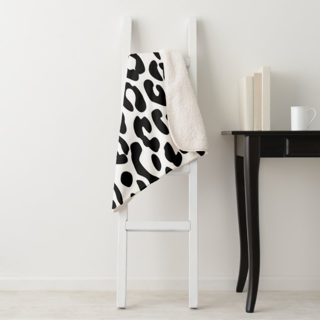 Cobertor Sherpa Leopardo Clássico Preto e Branco (In Situ)