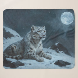 Cobertor Sherpa Leopardo de Neve e Lua Cheia