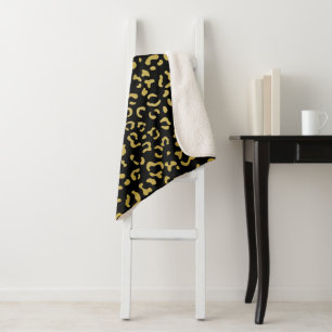 Cobertor Sherpa Leopardo Dourado, Brilhante Dourada, Padrão-Leopar