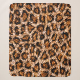 Cobertor Sherpa Leopardo Jaguar Gato Padrão de Pelo Marrom