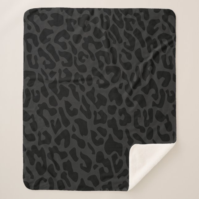 Cobertor Sherpa leopardo negro (Frente)