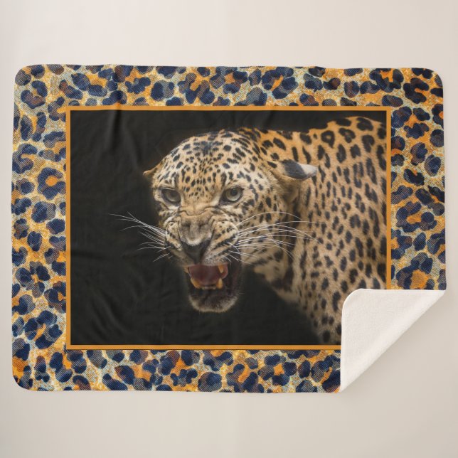 Cobertor Sherpa Leopardo Sherpa Blanket (Frente (Horizontal))