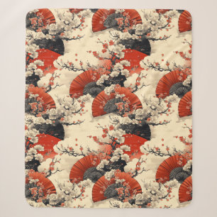 Cobertor Sherpa Leque de Padrão de Flor de Cerejeira Japonesa (5)