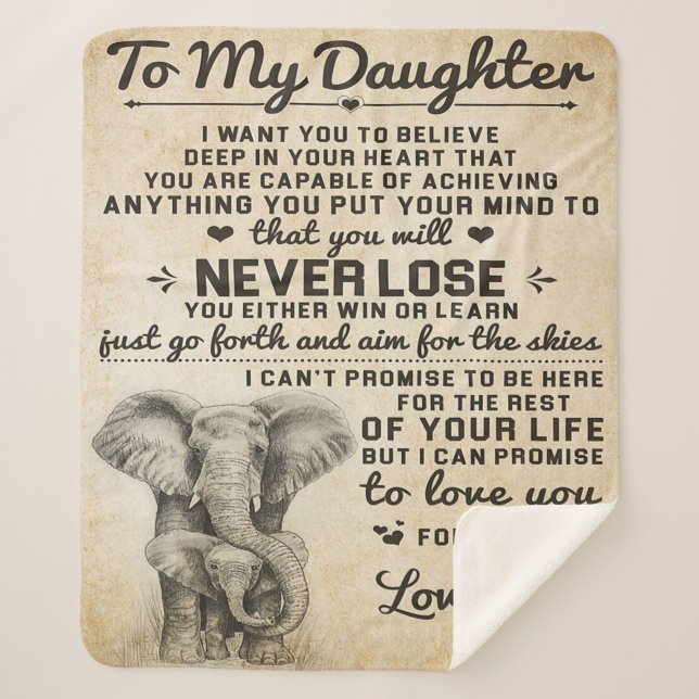 Cobertor Sherpa Letra Adorável Para Filha | Bonito presente (Frente)