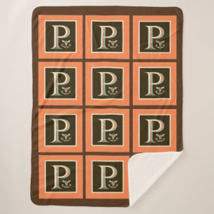 Cobertor Sherpa Letra Celta Pastel "P" Grande Folha