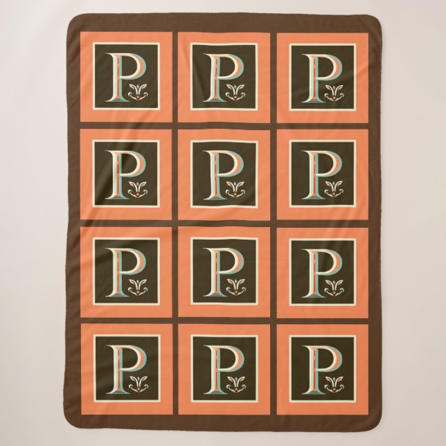Cobertor Sherpa Letra Celta Pastel "P" Grande Folha (Frente)