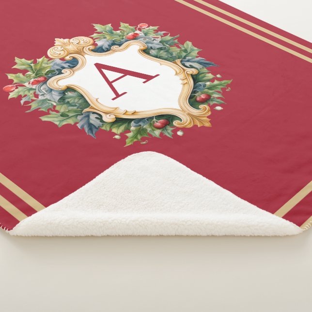 Cobertor Sherpa Letra Elegante Monograma de Natal (3/4)