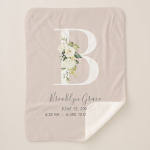 Cobertor Sherpa Letra Floral Cor-de-Rosa Esbranquiçada B Letra Be