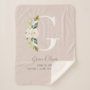 Cobertor Sherpa Letra Floral Cor-de-Rosa Esbranquiçada G Letra Be