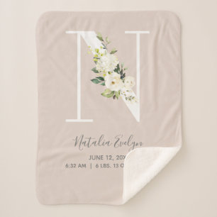 Cobertor Sherpa Letra Floral Cor-de-Rosa Esbranquiçada N Estatís