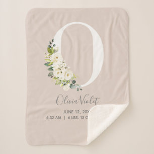 Cobertor Sherpa Letra Floral Cor-de-Rosa Esbranquiçada O Letra Ba