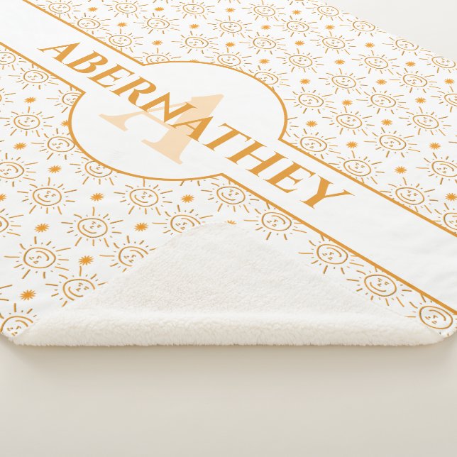 Cobertor Sherpa Letra inicial Monograma & Nome Dobra Sol (3/4)